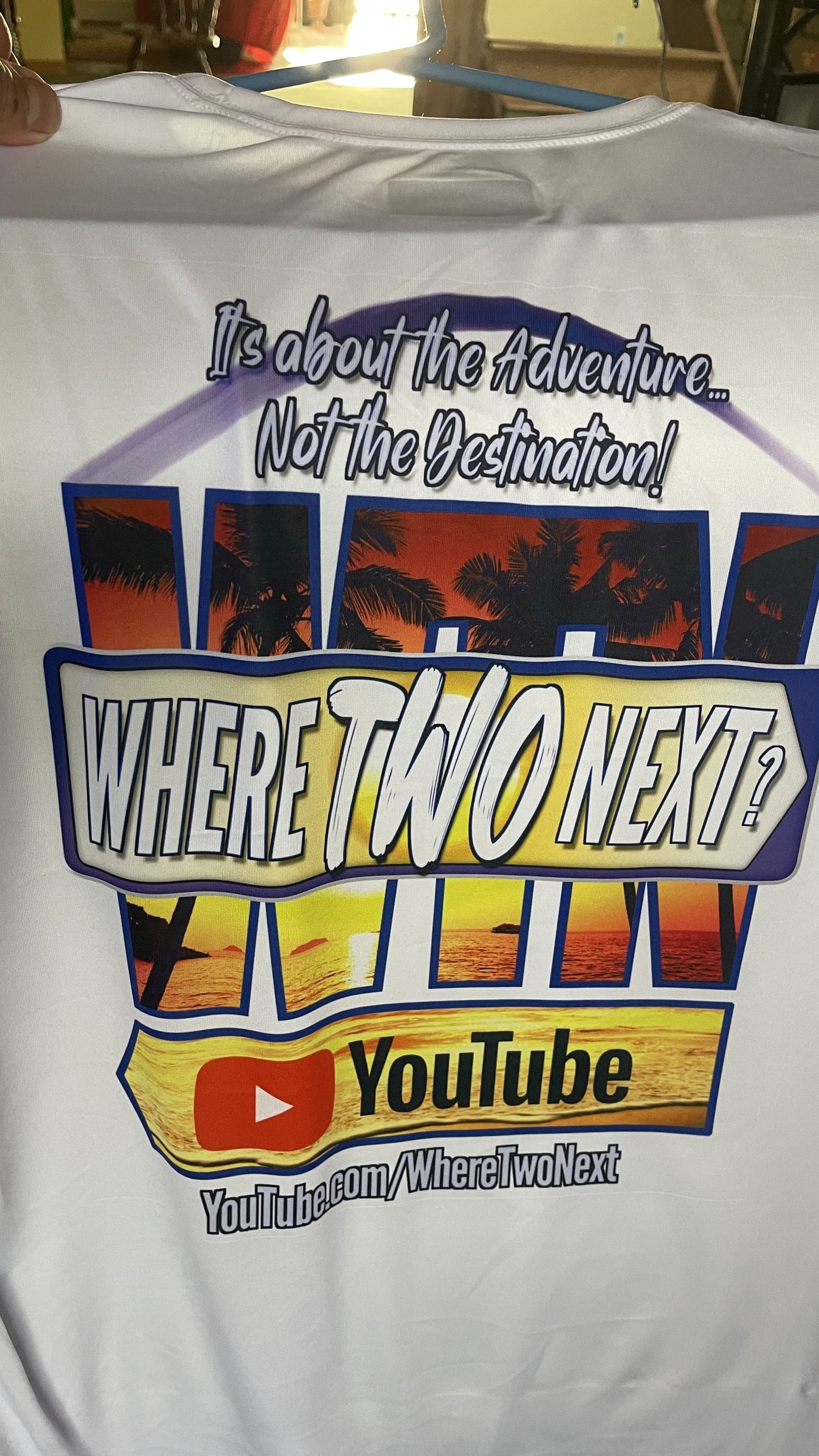 Where Two Next "Adventure" WHITE Sport/Wicking T-Shirt