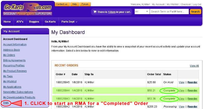 Go-Karts 'R' us RMA Step 1
